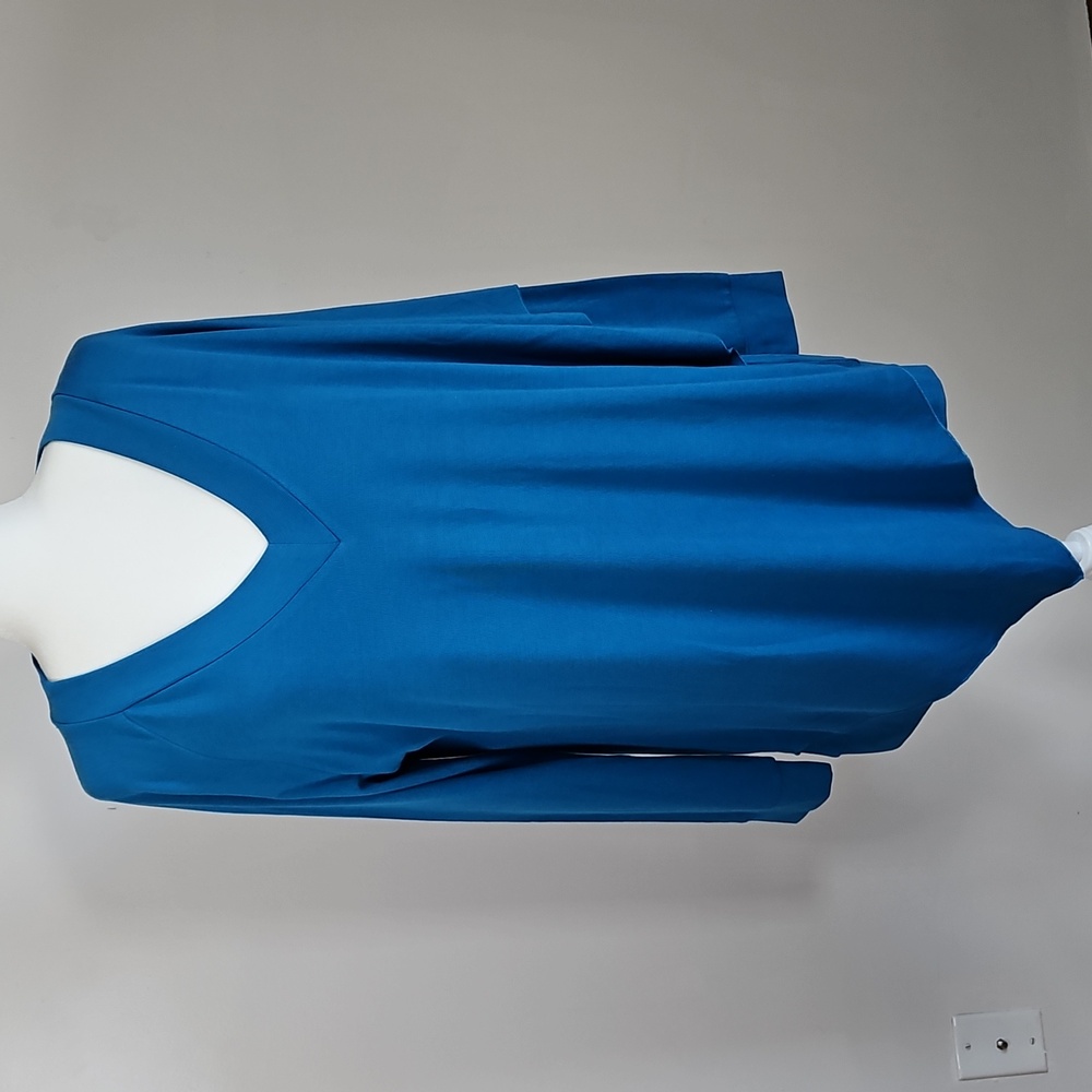 Soft Surroundings NWT LG Madeline Tunic Top Blue Arm Overlay Lagenlook Stretch